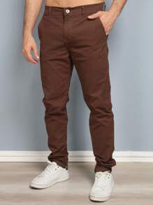 Men's Colorful Trousers Tailored Sport Slim Knife Pocket Built-In Pocket - Café integral - Ver 5