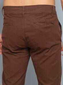 Men's Colorful Trousers Tailored Sport Slim Knife Pocket Built-In Pocket - Café integral - Ver 6