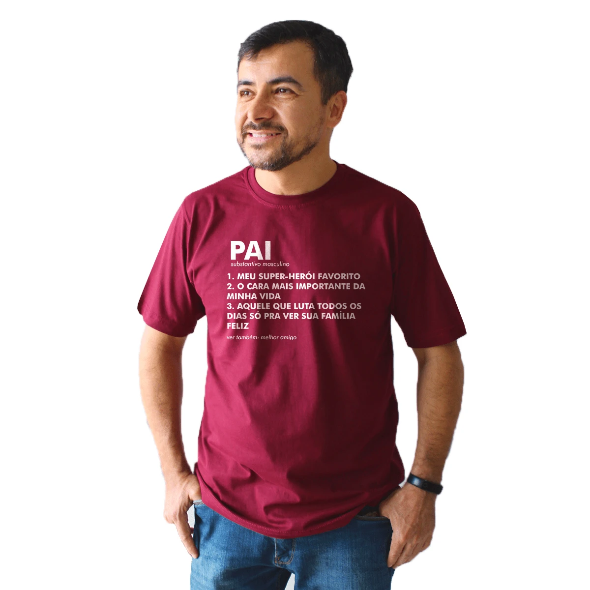 T-Shirt Dad Shirt Dictionary Meaning - 酒紅色 - 查看 1