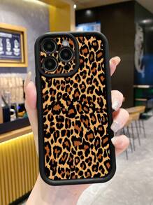 猎豹纹动物图案 1 件装 复古黄色豹纹图案 防指纹黑色刚玉手机壳 兼容苹果///兼容红米/兼容 Infinix/兼容vivo，国际版，非国内版 - 黑色 - 查看 1