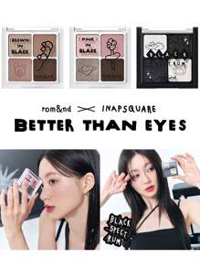 Rom&nd Better Than Eyes Eyeshadow Palette B02 Peony Black, Basic Eyeshadow Palette, 4 Colors Daily Natural Tones, X INAPSQUARE, Velvet Texture, Easy To Blend, Vivid Colors, Matte And Shimmer Finishes, High Color Payoff, Long-Lasting, Korean Makeup, Korea Cosmetics, Gift - B02 PEONY IN BLACK - 查看 9