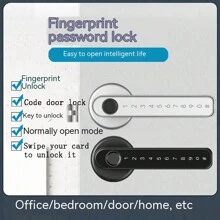 Khóa cửa điện tử nhận dạng vân tay, Khóa mật khẩu cho cửa gỗ, Khóa vân tay kỹ thuật số thông minh - Bạc - Xem 1