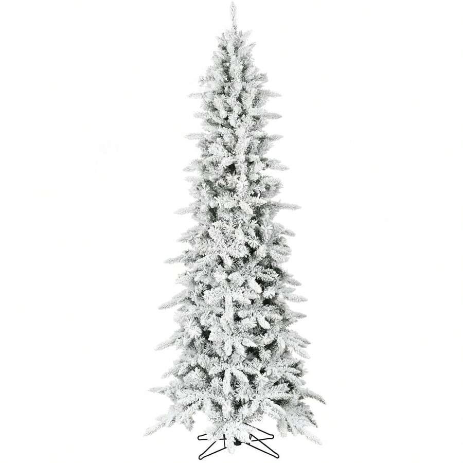Fraser Hill Farm Slim Flocked Christmas Tree, 7.5 Feet Tall
