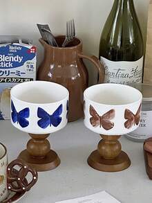 1 chiếc bát đế gốm phong cách Pháp cổ điển, bát đế gỗ, bát hương liệu, bát đựng sáp, bát đựng đồ tráng miệng, bát đựng bánh kem, quà tặng ngày lễ - Nhiều màu - Xem 6