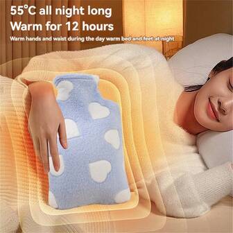 1ชิ้นแผ่นประคบร้อนกำมะหยี่ความจุขนาดใหญ่, PVC เติมเครื่องอุ่นมือรูปหัวใจ, ถอดออกได้และล้างทำความสะอาดได้ขวดน้ำร้อนนุ่ม, เหมาะสำหรับคอ, หลัง, ไหล่, ขาและการบรรเทาประจำเดือน