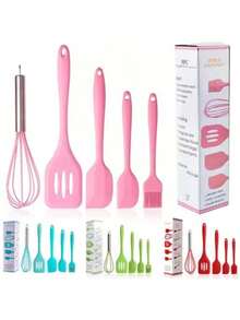 5 Piece Silicone Kitchen Kit Spoon Spatula Fue Small Spatula Brush - 黑色 - 查看 5