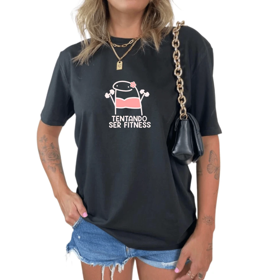 Women's T-Shirt Trying To Be Fitness Gym Fitness Personalized Light Weight Bodybuilding - màu đen - Xem 1