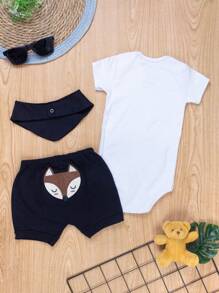 Baby Summer Set With White Fox Bandana - Up To 12 Months - 白色 - 查看 2