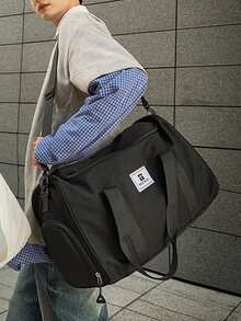 1 chiếc túi tote giản dị tối giản có nhiều ngăn. Túi đeo chéo màu trơn thời trang có dây đeo có thể điều chỉnh. Túi đeo vai dung tích lớn có thiết kế dây đeo hành lý Phụ kiện du lịch Trang phục du lịch Đồ dùng du lịch sân bay Quần áo Túi hành lý Ý tưởng quà tặng Giáng sinh Phụ nữ Cô gái Quà tặng Giáng sinh cho mẹ Quà tặng sinh nhật Mẹ Bạn bè Quà tặng Ngày lễ Tạ ơn - màu đen - Xem 4