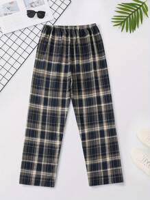 Men's Plaid Casual Thicken Long Pants For Home & Daily Wear, Autumn/Winter
