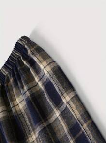 Men's Plaid Casual Thicken Long Pants For Home & Daily Wear, Autumn/Winter