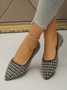 Scarpe piatte da donna con nuovo motivo a quadri, moda punta affusolata, suola morbida, senza lacci, adatte per pendolarismo e uso casual, progettate appositamente per le donne