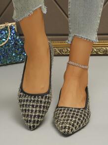 Scarpe piatte da donna con nuovo motivo a quadri, moda punta affusolata, suola morbida, senza lacci, adatte per pendolarismo e uso casual, progettate appositamente per le donne