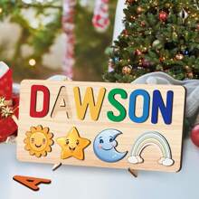 Anniversary Gift Wooden Puzzles For Toddlers 1-3 Personalized Wooden Name Sign Name Puzzle For Kids Personalized Montessori Toddler Gift /Easter Gift(With Stand)Winter Eve Gifts Back To School Winter Gift Ideas Boy Girl Valentine's Day