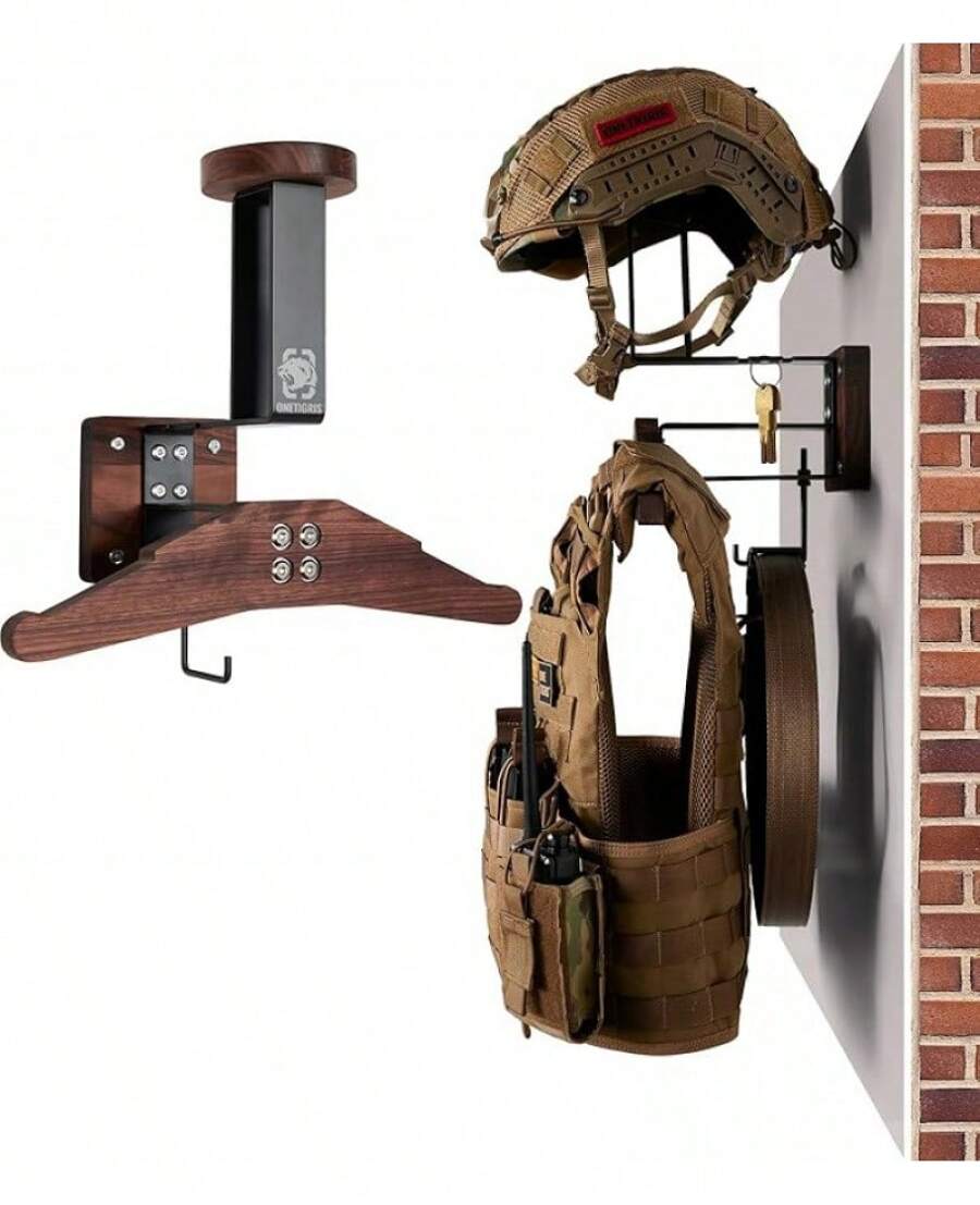 Tactical Gear Wall Mount, Motorcycle Helmet Holder Stand Jacket Hanger
