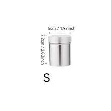 1 pieza Espolvoreador de azúcar glass de acero inoxidable, con orificios de malla fina y tapa, para bicarbonato, cacao en polvo, canela, café en polvo, recipiente para especias - Plateado - Ver 8