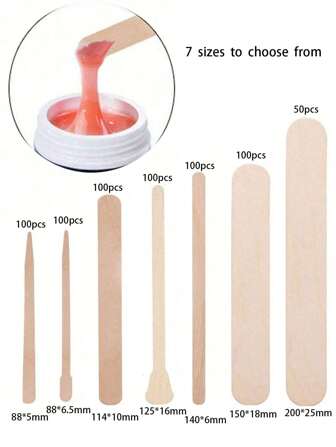 50pcs/100pcs 7 Kinds Of Disposable Wooden Stick Beauty Scraper Log Hair Removal Wax Coating And Shaving Eyebrow Trimming Stick, Daily Wax Coating And Shaving ,Hair Products And Accessories For Barber Salon Beauty Travel Essentials