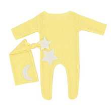 Macacão de malha decorado com estrelas e lua, chapéu com cauda longa, conjunto de duas peças, adereços de fotografia, conjunto de estúdio, vestuário, chá de bebê, presente de Páscoa, itens para meninas/meninos recém-nascidos