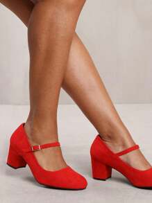 Where’s That From EFFIE BLOCK HEEL MARY JANE PUMPS - Red Suede - View 2