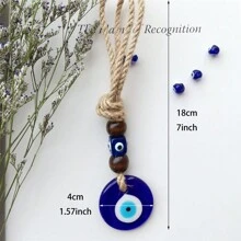 Bùa hộ mệnh mắt xanh thủ công - Mặt dây chuyền mắt ác của Thổ Nhĩ Kỳ | Treo tường bằng thủy tinh màu xanh | Bùa hộ mệnh bảo vệ cho nhà cửa, túi xách và đồ trang trí xe hơi | Quà tặng độc đáo với hạt gỗ màu nâu, đồ trang trí nhà cửa, đồ trang trí phòng, đồ trang trí tường - Nhiều màu - Xem 9