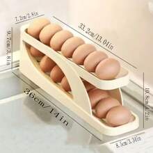 家用厨房冰箱鸡蛋储存盒，自动滚动鸡蛋托托盘 - 彩色 - 查看 2