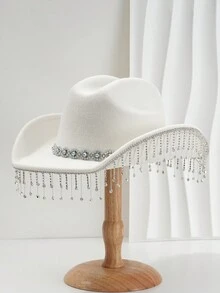 1 chiếc Mũ cao bồi vành rộng hình mắt đá quý lớn độc đáo, màu trơn, sáng bóng, dành cho nữ, Unisex, mũ cao bồi có mũ trùm đầu, mũ rộng vành phong cách Punk mới lạ, họa tiết hoa cổ điển, thích hợp cho tiệc Halloween, Giáng sinh, sự kiện theo chủ đề phương Tây, tiệc tùng, đính hôn, cosplay, lễ tốt nghiệp, hóa trang, lễ hội, đám cưới, sinh nhật, lễ hội âm nhạc, trưởng thành - Mắt - Xem 5