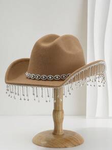 1 chiếc Mũ cao bồi vành rộng hình mắt đá quý lớn độc đáo, màu trơn, sáng bóng, dành cho nữ, Unisex, mũ cao bồi có mũ trùm đầu, mũ rộng vành phong cách Punk mới lạ, họa tiết hoa cổ điển, thích hợp cho tiệc Halloween, Giáng sinh, sự kiện theo chủ đề phương Tây, tiệc tùng, đính hôn, cosplay, lễ tốt nghiệp, hóa trang, lễ hội, đám cưới, sinh nhật, lễ hội âm nhạc, trưởng thành - Mắt - Xem 8