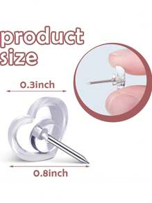 200个/盒心形图钉透明图钉美术学生绘画大号可伸缩创意可爱图钉办公用品公告板图钉，50/100个图钉用于墙壁、软木板、地图、日历、照片，玫瑰金地图图钉，圆头地图图钉，透明图钉，塑料头图钉，带储物盒， - 彩色 - 查看 2