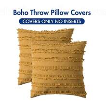 2 件时尚提花毛绒沙发枕套，家庭客厅沙发卧室装饰垫套，无填充物 - 黃色 - 查看 5