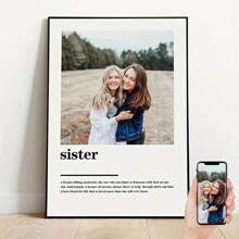 1 pieza Obra de arte personalizada de foto de hermana - Póster de lienzo personalizado, regalo perfecto para mejores amigos y familiares, ideal para decoración de dormitorio y sala de estar, sin marco, Día de San Valentín, regalos de decoración del Día de San Valentín, Cumpleaños, Graduación, Multifuncional, Ajustable, Anti-moho, Ornamental, Reutilizable, Exquisito, Adorable, de Alta Calidad, Moderno, Colorido, Cómodo, Elegante, Personalizado, Único, Regalos ideales para él, Regalos ideales para ella, Novio, Novia, Papá, Mamá, Familia, Amigos, Hijo, Hija, Estudiantes, Oficina, Salón de té, Escuela, Hogar, Vida lenta de verano