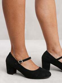 Where’s That From EFFIE BLOCK HEEL MARY JANE PUMPS - Black Suede - View 2