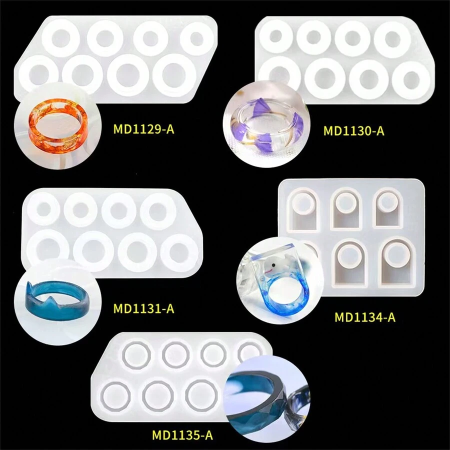1 件水晶环氧树脂模具套件 - 包括猫耳、弧形、菱形、方形边缘形状珠宝模具，适合日常佩戴 - 白色 - 查看 1