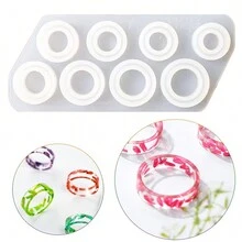 1 件水晶环氧树脂模具套件 - 包括猫耳、弧形、菱形、方形边缘形状珠宝模具，适合日常佩戴 - 白色 - 查看 4