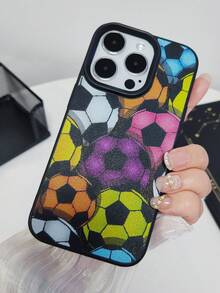1 Ốp điện thoại họa tiết bóng đá hoạt hình sơn UV màu đen thời trang tối giản, viền cá nhân, TPU mềm chống sốc, họa tiết nổi 3D, tương thích với iPhone16 - Nhiều màu - Xem 2