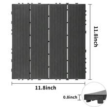 44 Pack 11.8"X11.8", Plastic Interlocking Deck Tiles,  Patio Flooring Outdoor Waterproof All Weather Use For Garden Poolside Front/Back Yard, Light Gray - 11.8"x11.8" - 查看 2