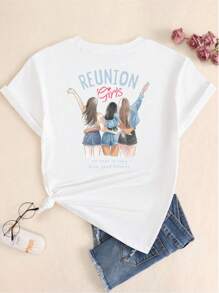 Friends Girl T-Shirt Girls Friendship Women T-Shirt Fashion Women Printed Basic - 白色 - 查看 3