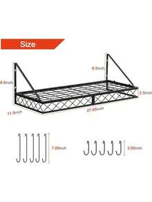 Wall Mount Pot Pan Racks, 70CM Saucepan Hanging Racks Utensils Hanging Shelf, Pan Rack For Kitchen, Metal Cookware Organiser With 10 Hooks, Black - Black - View 5