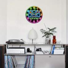 Delicia para gamers: Reloj de pared de arte de hierro de 8 pulgadas con pintura decorativa y grabado con lámina - Regalo perfecto para gamers, excelente para decoración del hogar, la oficina y fiestas. No es un reloj real ni una señal de neón.