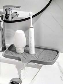 1pc Silicone Drain Rack,Kitchen Sink Splash Guard - Silicone Faucet Handle Drip Filter Tray, Dishwashing Soap Dispenser, And Sponge Holder Pad Behind The Faucet, Kitchen Small Tool Sink Accessories Suitable For Kitchen Countertops And Bathrooms