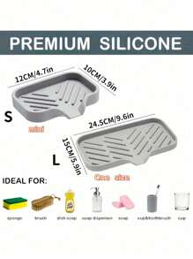 1pc Silicone Drain Rack,Kitchen Sink Splash Guard - Silicone Faucet Handle Drip Filter Tray, Dishwashing Soap Dispenser, And Sponge Holder Pad Behind The Faucet, Kitchen Small Tool Sink Accessories Suitable For Kitchen Countertops And Bathrooms