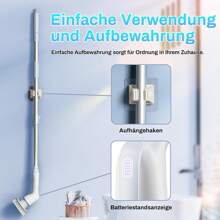 Electric Cleaning Brush, Electric Cleaning Brush, 2 Adjustable Speeds, Electric Cleaning Brush With 9 Drill Brush Heads, Battery-Powered Cleaning Brush With Adjustable Handle For Bathroom, Kitchen - 藍色 - 查看 6