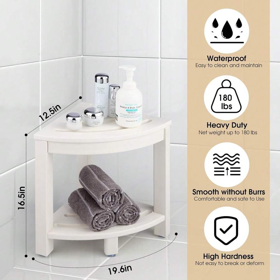 Corner Shower Bench, Shower Bench Seat With Shaving Leg Storage Rack