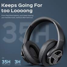 Z2 Bluetooth Headphones, Over-Ear, Active Noise Cancelling, Wireless, 35H Battery, Mic For Sport & Gym, Deep Bass, Signature-HD Sound - Black and White - View 3