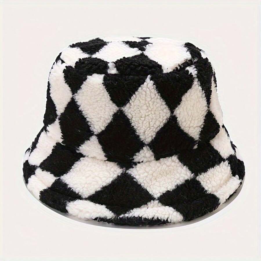 Women Girls Winter Bucket Hat Curly Faux Fur Shearling Lambskin