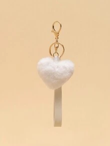 Móc khóa da PU hình trái tim lông tơ thời trang đa năng DIY Túi trang trí Quà tặng Giáng sinh Quà tặng Lễ Tạ ơn Trang trí Giáng sinh - trắng - Xem 1