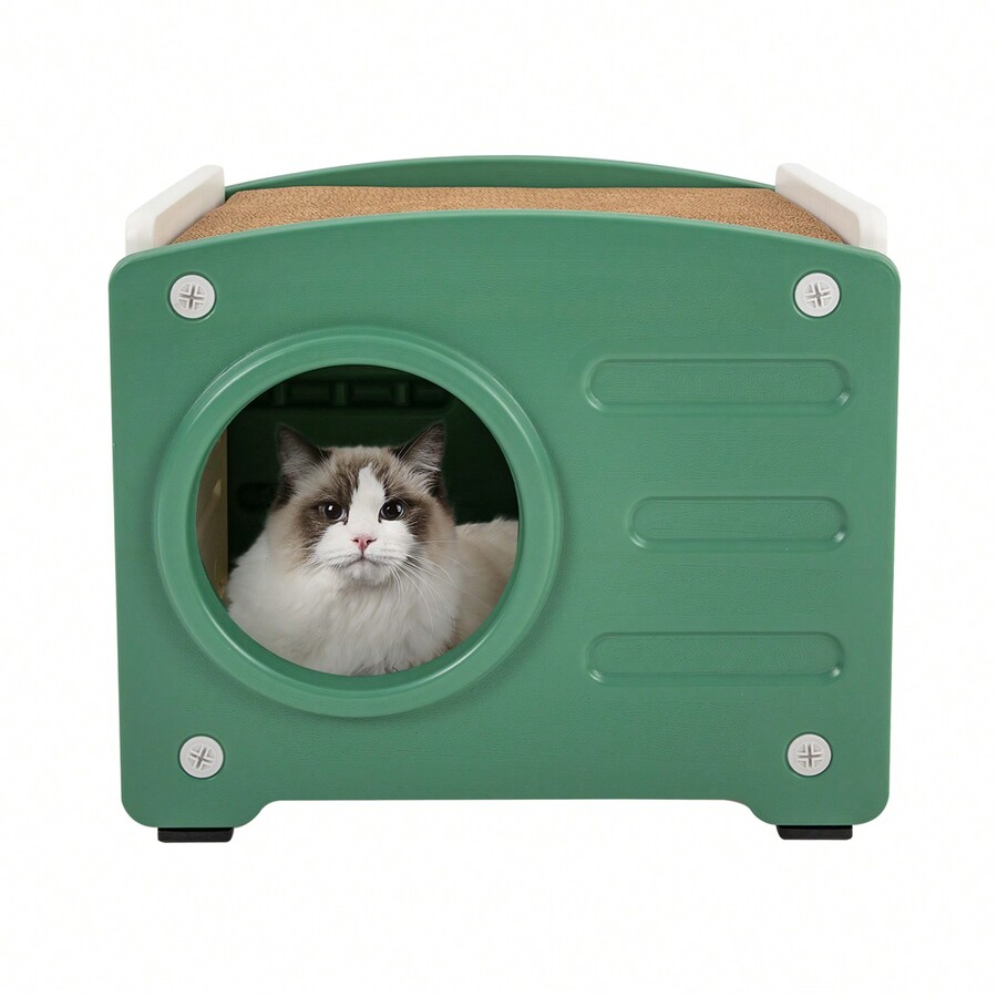 Cat Litter Box PE Cat House W/Cat Scratcher Cat Bed Hidden Cat
