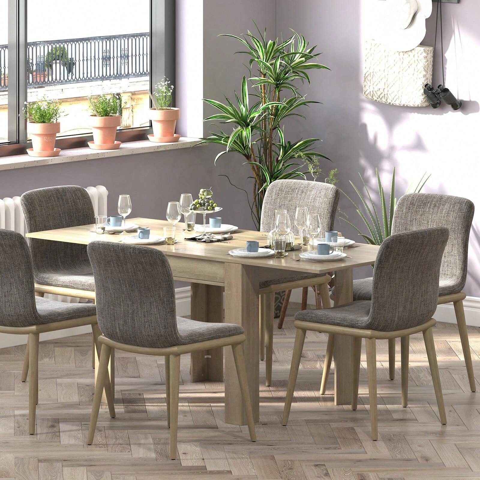 Extendable Dining Tables, Save Space Expandable Wooden Style Table For