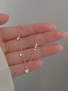 Nooxian 1 pieza Pulsera con forma de corazón minimalista con tono dorado rosa, joyería de moda personalizada para mujeres, ideal como regalo para San Valentín, mamá, madre, Día de la Madre