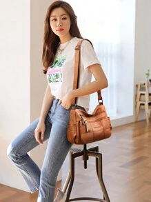 KAIDIFEINIROO 正品品牌皮革奢华手提包钱包女士包设计师单肩斜挎包邮差包女式 2025 防水包 - 黃色 - 查看 5