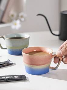 1 件渐变色情侣陶瓷咖啡杯，家用小型饮水杯，高端奢华风格拿铁杯 - 咖啡杯拉花 - 查看 10